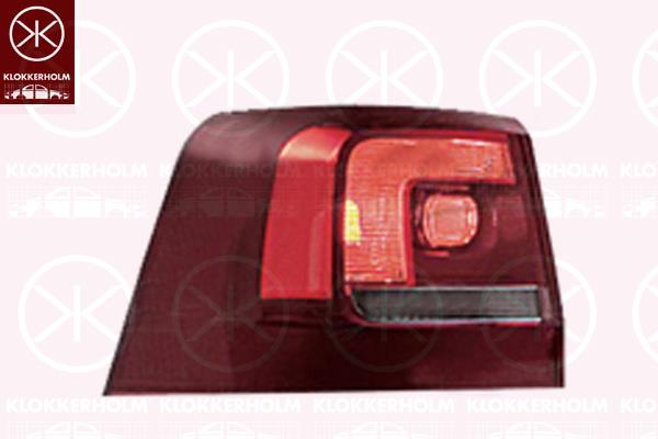 Tail Light Assembly, Left, Outer section, without bulb holder, 7N0 945 095B (VW), 7N0 945 095C (VW), 7N0 945 095D (VW), 7N0 945 095E (VW), 7N0 945 095F (VW), 7N0 945 095G (VW)