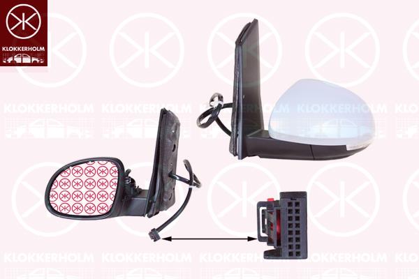 Exterior Mirror, Left, for electric mirror adjustment, Electronically foldable, Number of pins: 13, with reading light, w/primer, Heatable, Aspherical, 5N0857521 (VW), 5N0857521 (SEAT), 5N0857537GRU (VW), 5N0949101B (VW), 5N0949101B (SEAT), 7N1857507AB9B9 (VW), 7N1857507D 9B9 (VW), 7N1857507E 9B9 (VW), 7N1857507E9B9 (VW), 7N1857507E9B9 (SEAT), 7N1857507H 9B9 (VW), 7N1857507L 9B9 (VW), 7N1857507L9B9 (VW), 7N1857507P 9B9 (VW)