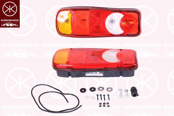 Tail Light Assembly, Left, with number plate light, with bulb holder, without pipe, with seal, 1401713 (DAF), 20769783 (VOLVO), 5001846850 (RENAULT), 7420862038 (RENAULT), 7485118470 (RENAULT), 8200136958 (RENAULT), 84550058 (VOLVO)