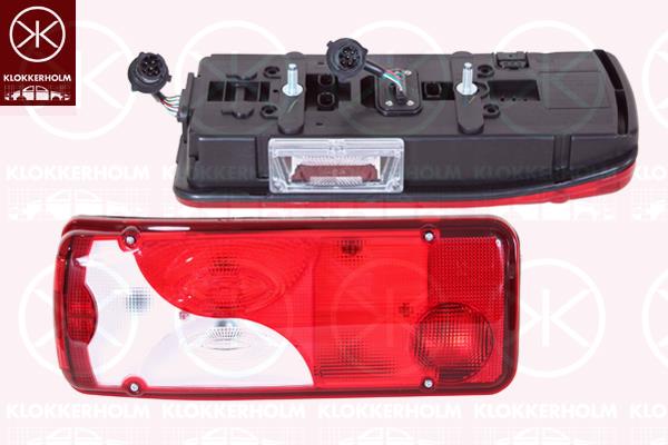 Tail Light Assembly, Left, Connection Count 1: 2, with number plate light, with bulb holder, VIGNAL, 2160122 (SCANIA)