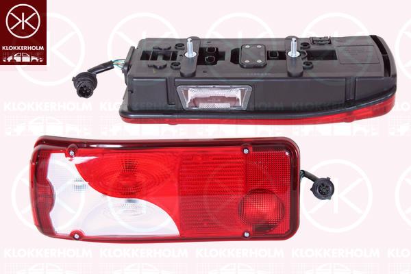 Tail Light Assembly, Left, Connection Count 1: 1, with number plate light, with bulb holder, Bolt Distance [mm]: 150, VIGNAL, 1756754 (SCANIA), 1906552 (SCANIA), 2021579 (SCANIA), 2129985 (SCANIA)