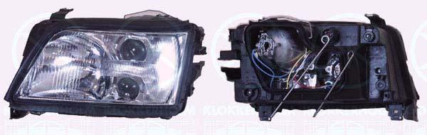 Headlight, H1/H1/H3, for vehicles with headlight levelling, T.Y.C, Right, Illuminance [lx]: 27.5, 4A0 941 030N (AUDI)