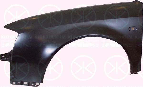 Wing, Left Front, with hole for direction indicator, Pre-galvanized, not for trim level: V8, 4B0 821 105A (AUDI)