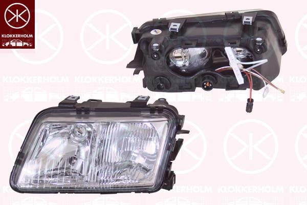 Headlight, H7/H1, for vehicles with headlight levelling, T.Y.C, Right, Illuminance [lx]: 17.5, 8L0 941 004A (AUDI), 8L0 941 030 (AUDI)