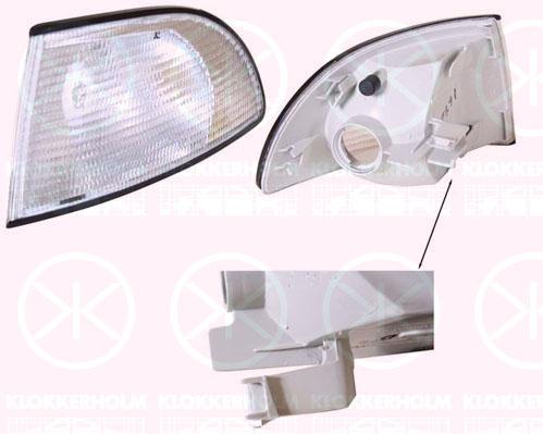 Direction Indicator, without bulb holder, Valeo type, white, Left, 8D0 953 049A (AUDI)