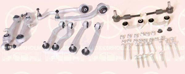 Control/Trailing Arm Kit, wheel suspension, Set, Full Body Section, Front Axle both sides, Control Arm, 8D0 498 988 (AUDI), 8D0498988 (SKODA)