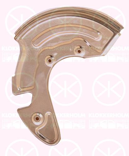 Splash Guard, brake disc, Front Axle Left, Diameter 1/Diameter 2 [mm]: 300/112, for brake disc diameter [mm]: 280, for brake disc diameter [mm]: 288, Zinc-coated, 3B0 615 311 (VW), 8D0 615 311E (VW), 8D0 615 311E (AUDI), 8D0615311E (SKODA)