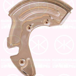 Splash Guard, brake disc, Front Axle Left, Diameter 1/Diameter 2 [mm]: 300/112, for brake disc diameter [mm]: 280, for brake disc diameter [mm]: 288, Zinc-coated, 3B0 615 311 (VW), 8D0 615 311E (VW), 8D0 615 311E (AUDI), 8D0615311E (SKODA)