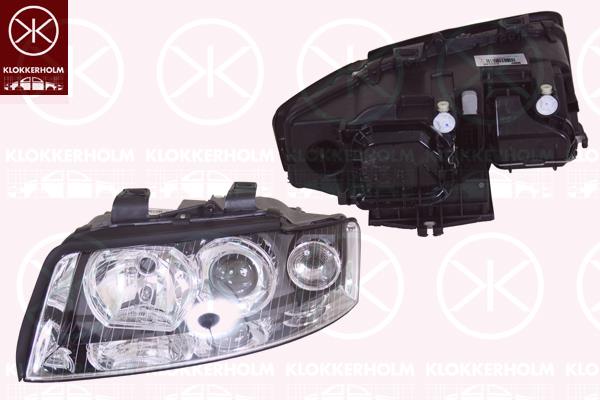 Headlight, H7/H7, for vehicles with headlight levelling, Valeo, Right, Illuminance [lx]: 25, 8E0 941 030C (AUDI)