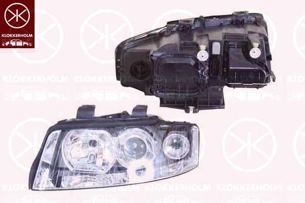 Headlight, Right, Illuminance [lx]: 25, Xenon, without control unit for Xenon, with motor for headlamp levelling, D1S/H7, Valeo, 8E0 941 030Q (AUDI)