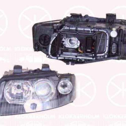 Headlight, Left, Illuminance [lx]: 27.5, Bi-Xenon, D1S/H7, without control unit for Xenon, with motor for headlamp levelling, Valeo, 8E0 941 029T (AUDI)