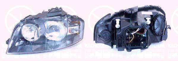 Headlight, without control unit for Xenon, D1S/H7, Bi-Xenon, with motor for headlamp levelling, AL, Right, Illuminance [lx]: 25, 8P0 941 030R (AUDI)