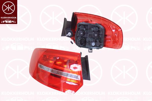 Tail Light Assembly, LED, with bulb holder, Left, Outer section, 8P4 945 095E (AUDI)