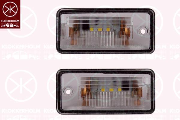 Licence Plate Light, LED, both sides, Set, Quantity: 2, 8E0 807 430A (AUDI), 8E0 943 021 (AUDI), 8E0 943 021B (AUDI), 8E0 943 022B (AUDI)