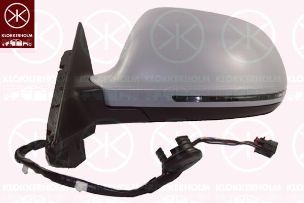 Exterior Mirror, 3-drs, Left, for electric mirror adjustment, with indicator (LED), Number of pins: 8, w/primer, Heatable, Aspherical, 8K0 949 101A (AUDI), 4F0 857 535AF (AUDI), 8T0 857 527D GRU (AUDI), 8P1 858 531DB 01C (AUDI), 8P1 858 531DB01C (AUDI)