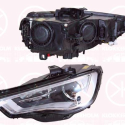 Headlight, Left, Housing Colour: black, Illuminance [lx]: 17.5, Bi-Xenon, with daytime running light (LED), with motor for headlamp levelling, without control unit for Xenon, 8V0 941 043 (AUDI), 8V0941043 (AUDI), 8V0941043L (AUDI)