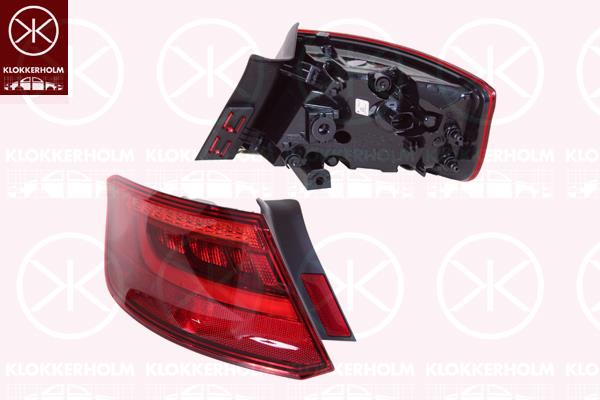 Tail Light Assembly, 5-drs, Left, Outer section, LED, with bulb holder, AL, 8V4 945 095A (AUDI), 8V4 945 095D (AUDI), 8V4945095A (AUDI)