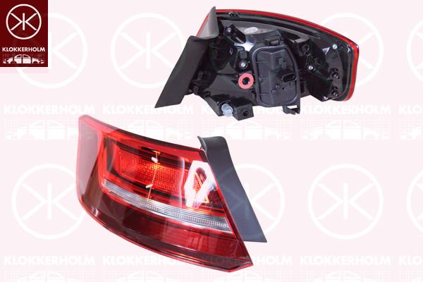 Tail Light Assembly, 5-drs, Left, Outer section, with bulb holder, Hella, 8V4945069 (AUDI)