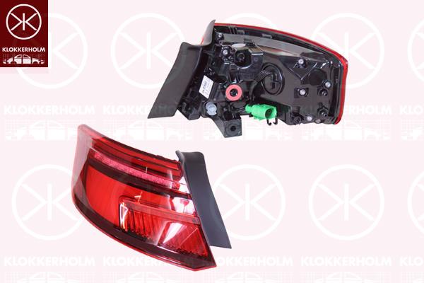 Tail Light Assembly, 5-drs, Left, Outer section, LED, Light Function: without dynamic indicator light, with bulb holder, Hella, 8V4 945 091 (AUDI), 8V4945091 (AUDI), 8V4945091B (AUDI)