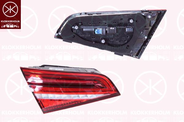 Tail Light Assembly, 5-drs, Left, Inner Section, LED, Light Function: without dynamic indicator light, with bulb holder, Hella, 8V4 945 075 C (AUDI), 8V4945075C (AUDI)