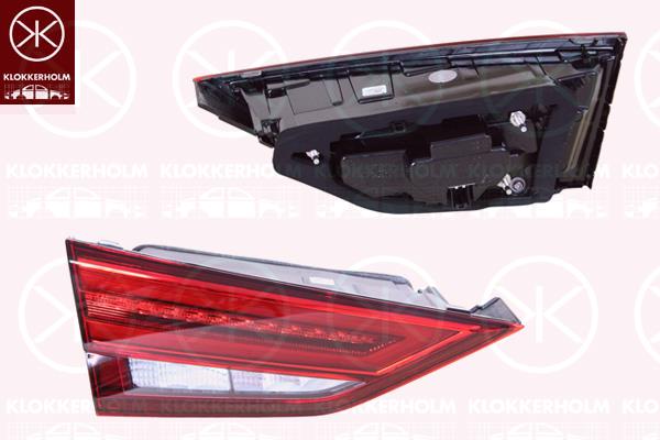 Tail Light Assembly, Left, Inner Section, with indicator (LED), Light Function: with dynamic indicator light, LED, with bulb holder, AL, 8V5 945 093D (AUDI), 8V5945093D (AUDI)