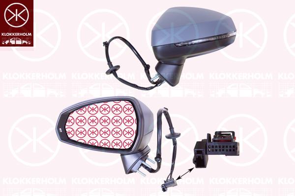 Exterior Mirror, Left, for electric mirror adjustment, Number of pins: 8, Heatable, w/primer, Aspherical, 8V0 857 527D GRU (AUDI), 8V0857535E (AUDI), 8V1 857 409F 9B9 (AUDI), 8V1 857 409T 9B9 (AUDI), 8V1857409AA9B9 (AUDI)