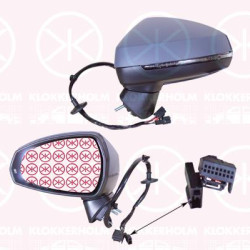 Exterior Mirror, Left, for electric mirror adjustment, Electronically foldable, Number of pins: 12, Heatable, w/primer, Aspherical, 8V0 857 527D GRU (AUDI), 8V0857535E (AUDI), 8V1857409AA9B9 (AUDI), 8V1 857 409G 9B9 (AUDI), 8V1 857 409AA 9B9 (AUDI)