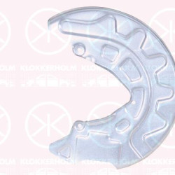 Splash Guard, brake disc, Front Axle Left, for brake disc diameter [mm]: 288, for brake disc diameter [mm]: 312, Brake System: TRW, Zinc-coated, 5Q0 615 311G (AUDI), 5Q0615311G (VW), 5Q0615311G (SKODA)