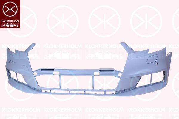 Bumper, Front, with hole(s) for washer nozzle, Number of bores: 4, with hole(s) for parking distance control, w/primer, 8V0807065AAGRU (AUDI)