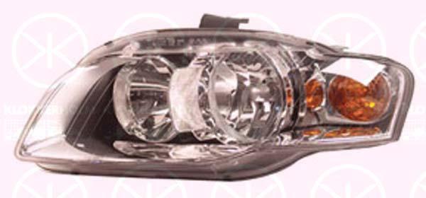 Headlight, H7/H7, with motor for headlamp levelling, AL, Right, Indicator Colour: yellow, Illuminance [lx]: 17.5, 8E0 941 004A (AUDI), 8E0 941 004AJ (AUDI), 8E0941030D (AUDI)