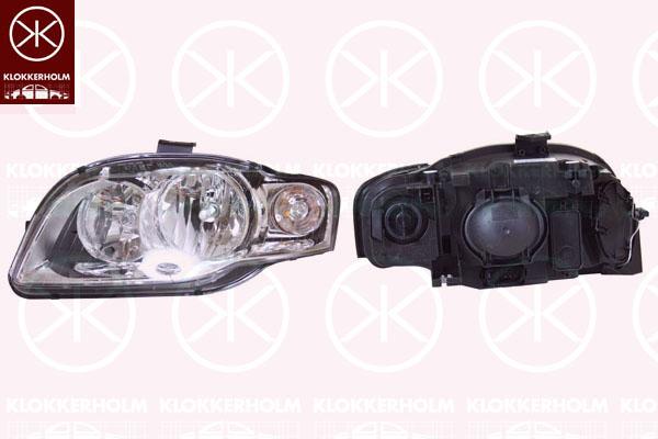 Headlight, H7/H7, with motor for headlamp levelling, AL, Left, Indicator Colour: Crystal clear, Illuminance [lx]: 17.5, 8E0 941 003BK (AUDI)