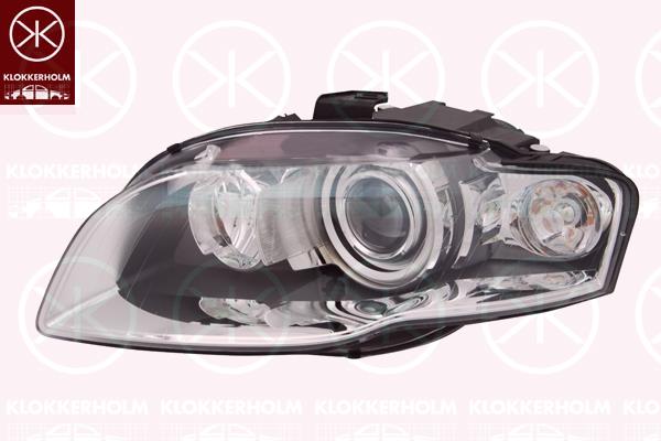 Headlight, Left, Illuminance [lx]: 25, Bi-Xenon, without control unit for Xenon, with motor for headlamp levelling, D1S (gas discharge tube), 8E0941029BM (AUDI)