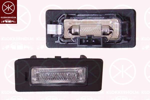 Licence Plate Light, with bulb holder, C5W, 7PP943021 (VW), 8T0 943 021 (VW), 8T0 943 021 (AUDI), 8T0943021 (SKODA)