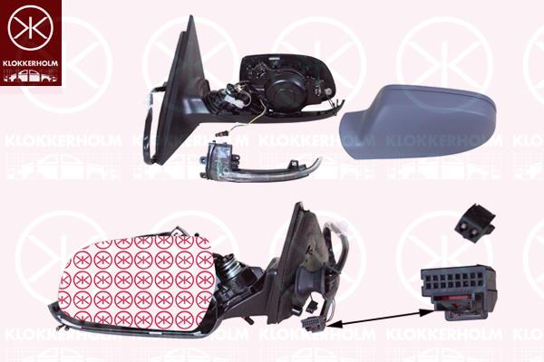 Exterior Mirror, Right, Number of pins: 10, with indicator, w/primer, Heatable, Aspherical, Complete Mirror, 8F0 857 528 GRU (AUDI), 8F0 857 536E (AUDI), 8K0 949 102D (AUDI), 8K0857536G (AUDI), 8K1 857 410AG (AUDI), 8K1 857 410AG 01C (AUDI), 8K1857410AG01C (AUDI)