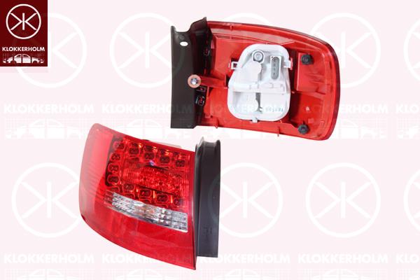 Tail Light Assembly, Right, LED, with bulb holder, Outer section, Valeo, 4F9 945 096E (VAG), 4F9 945 096E (AUDI)