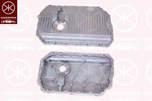 Oil Sump, Aluminium, with bore for oil-level sensor, 06E 103 604F (AUDI), 06E 103 604G (VW)