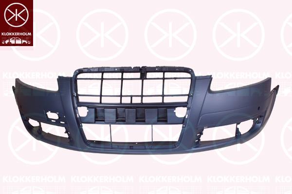 Bumper, w/primer, Front, with hole(s) for parking distance control, 4F0 807 105B GRU (AUDI)