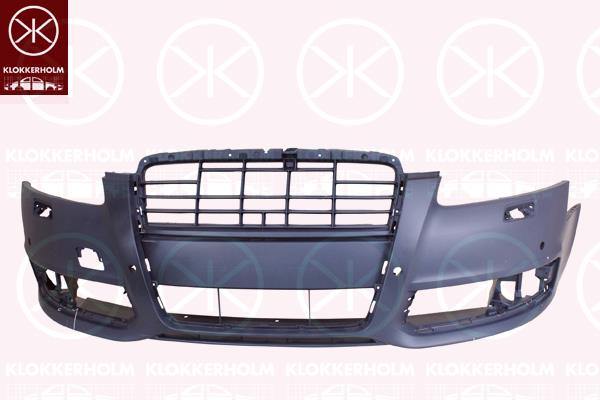 Bumper, Front, with hole(s) for parking distance control, with hole(s) for washer nozzle, Trim Level: facelift, not for trim level: S-LINE, w/primer, 4F0 807 105AB (AUDI), 4F0 807 105AB GRU (AUDI), 4F0898101C X7W (AUDI), 4F0898101C Y9B (AUDI), 4F0898101C Z7Q (AUDI), 4F0898101C Z9Y (AUDI)