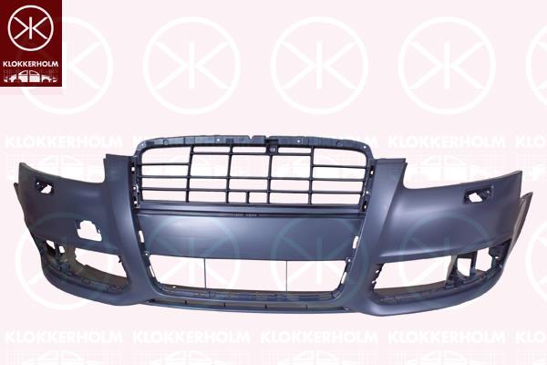 Bumper, Front, with hole(s) for washer nozzle, not for trim level: S-LINE, Trim Level: facelift, w/primer, 4F0 807 105AA (AUDI), 4F0 807 105AA GRU (AUDI), 4F0898101B X7W (AUDI), 4F0898101B Y9B (AUDI), 4F0898101B Z7Q (AUDI), 4F0898101B Z9Y (AUDI)