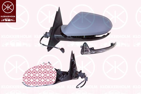 Exterior Mirror, Right, Number of pins: 8, for electric mirror adjustment, Heatable, Aspherical, w/primer, 4G0 857 528 GRU (AUDI), 4G0 857 536B (AUDI), 4G1 857 410N (AUDI), 4G1 857 410N 01C (AUDI), 4G5 949 102A (AUDI), 4G5949102B (AUDI)