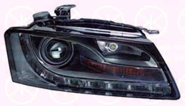 Headlight, with dynamic bending light, for vehicles with dynamic bending light, Bi-Xenon, Left, Illuminance [lx]: 20, D3S (Gas Discharge Lamp), with motor for headlamp levelling, Valeo, 8T0 941 029AG (AUDI), 8T0 941 029AN (AUDI), 8T0 941 029Q (AUDI)