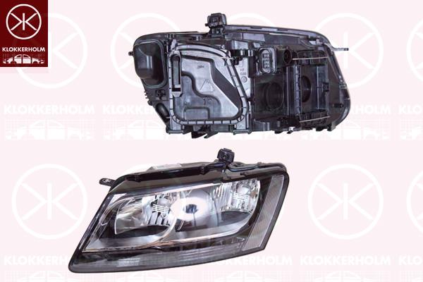 Headlight, Left, Illuminance [lx]: 17.5, H7/H7, with motor for headlamp levelling, Valeo, 8R0 941 003AM (AUDI)