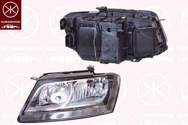 Headlight, Left, Illuminance [lx]: 25, H7/H7, Housing Colour: black, with motor for headlamp levelling, 8R0 941 029 (AUDI), 8R0 941 029L (AUDI)