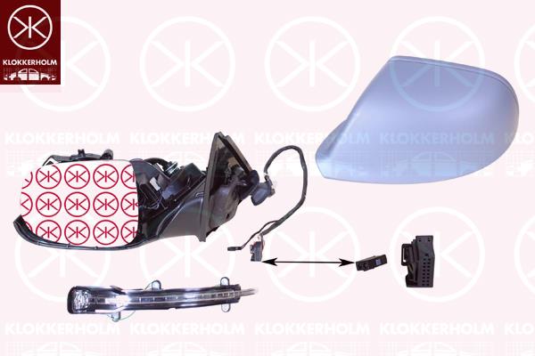 Exterior Mirror, Left, Electronically foldable, with memory, Number of pins: 17, with indicator, Heatable, w/primer, Aspherical, Complete Mirror, 4L0949101B (AUDI), 4L0949133 (VW), 8R0857527GRU (AUDI), 8R0857535E (AUDI), 8R1857409L (AUDI), 8R1857409L01C (AUDI)