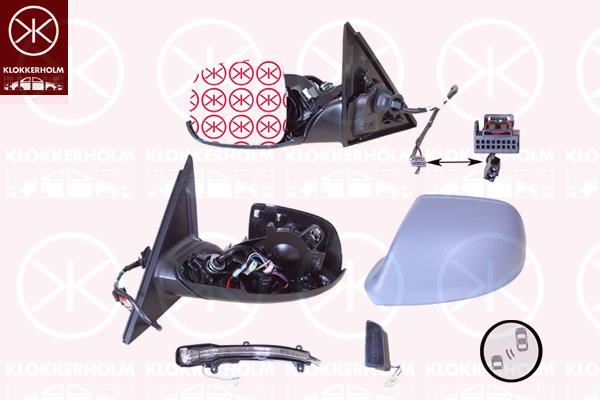 Exterior Mirror, Left, Heatable blind spot mirror, Electronically foldable, with memory, Number of pins: 17, with indicator, Heatable, w/primer, Aspherical, Complete Mirror, 4L0949101B (AUDI), 4L0949133 (VW), 8R0857535E (AUDI), 8R1857409L (AUDI), 8R1857409L01C (AUDI), 8R0857527AGRU (AUDI), 8R1949145A (VW)