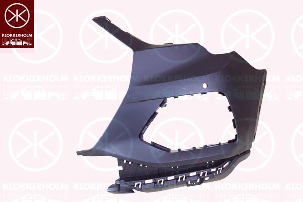 Bumper, w/primer, Left Front, with hole(s) for parking distance control, Number of bores: 2, 83A807107AGRU (AUDI)