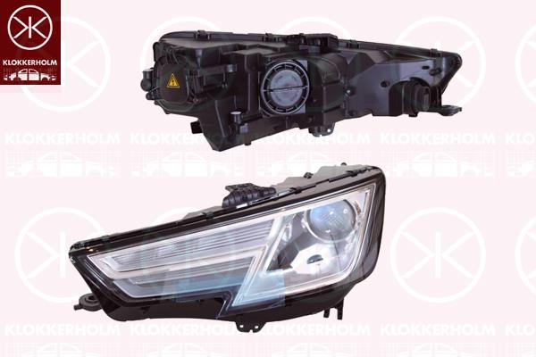 Headlight, Left, Illuminance [lx]: 20, Bi-Xenon, with daytime running light (LED), without control unit for Xenon, with motor for headlamp levelling, D5S, H8, AL, 8W0 941 043 (AUDI), 8W0941043 (AUDI)