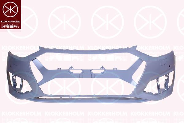 Bumper, Front, with hole(s) for parking distance control, with hole(s) for washer nozzle, Number of bores: 4, w/primer, 8W0807065BDGRU (AUDI)