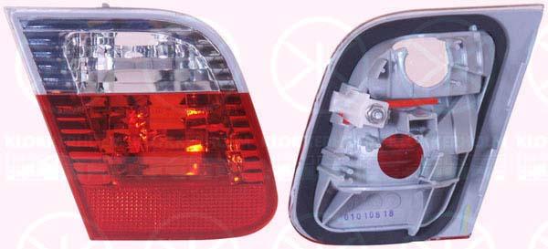 Tail Light Assembly, without bulb holder, white/red, Left, Inner Section, 63 21 6 910 537 (BMW)