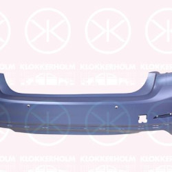 Bumper, w/primer, with hole(s) for parking assistant system, Rear, with holes for trim/protective strip, with mounting parts, Number of bores: 6, 51 12 7 475 600 (BMW)